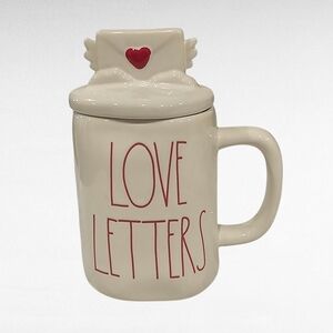 Rae Dunn White and Red 'Love Letters' Mug with Letter with Heart and Wings Lid